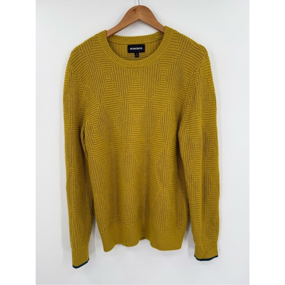 Bonobos Diamond Stitch Crewneck Sweater | Mustard | Medium